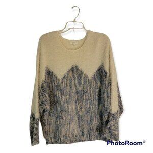 Freeway Cream And Blue Eyelash Knit Sweater Size Large